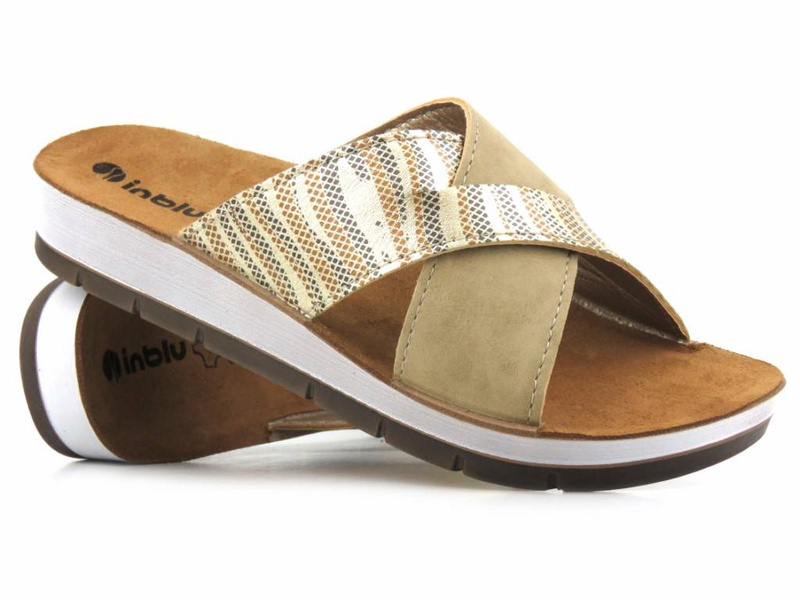 Dámské žabky se zkříženými ramínky - INBLU CP-38, pískové