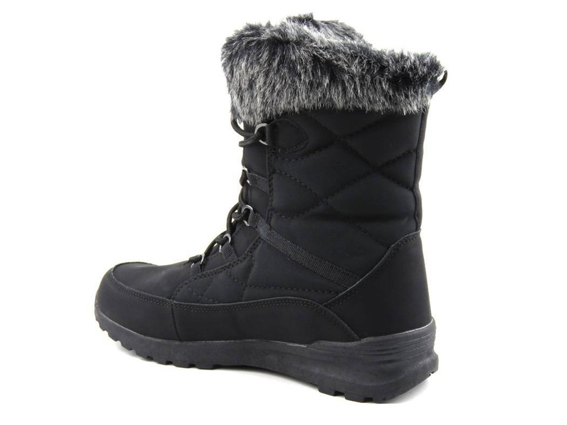 AMERICAN CLUB SN04 vysoké dámské sněhule černé barvy s šedým kožíškem