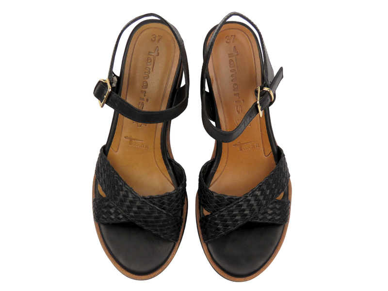 Dámské sandály na klínku - Tamaris 1-28351-44, černé