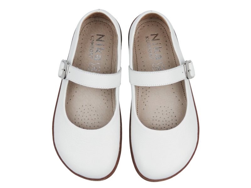 Dámské barefoot minimalistické kožené polobotky bílé Nika Komfort 1445