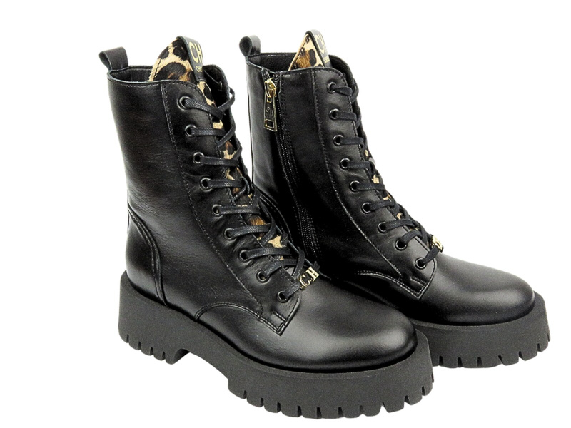 Dámské kožené boty - CheBello 4587 Black with Zipper 