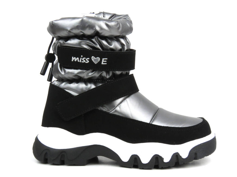 Teplé dětské sněhule - MISS E 23DZ23-6578, šedé a černé