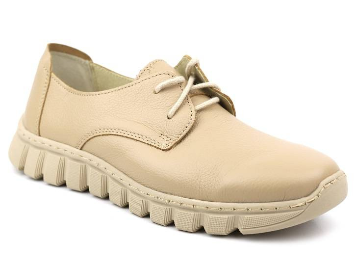 Lehké pohodlné dámské kožené boty - Helios Komfort 417, světle béžová