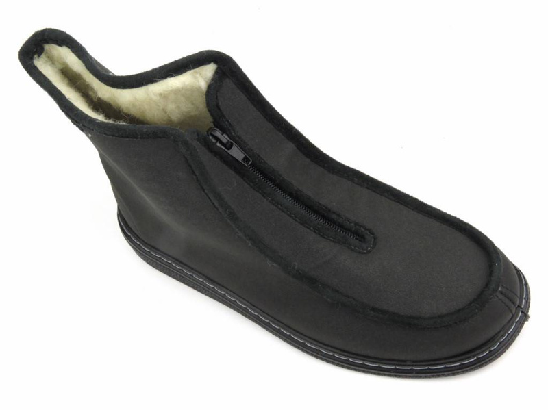 Vysoké, teplé pánské pantofle se zipem - Dr Orto 996M008, šedé