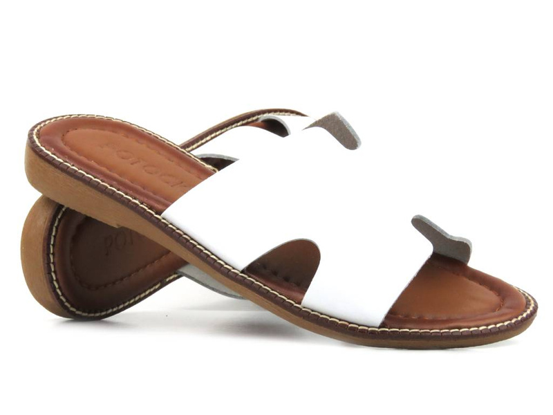 Dámské pantofle z přírodní kůže - Potocki 23--64013WH, bílé