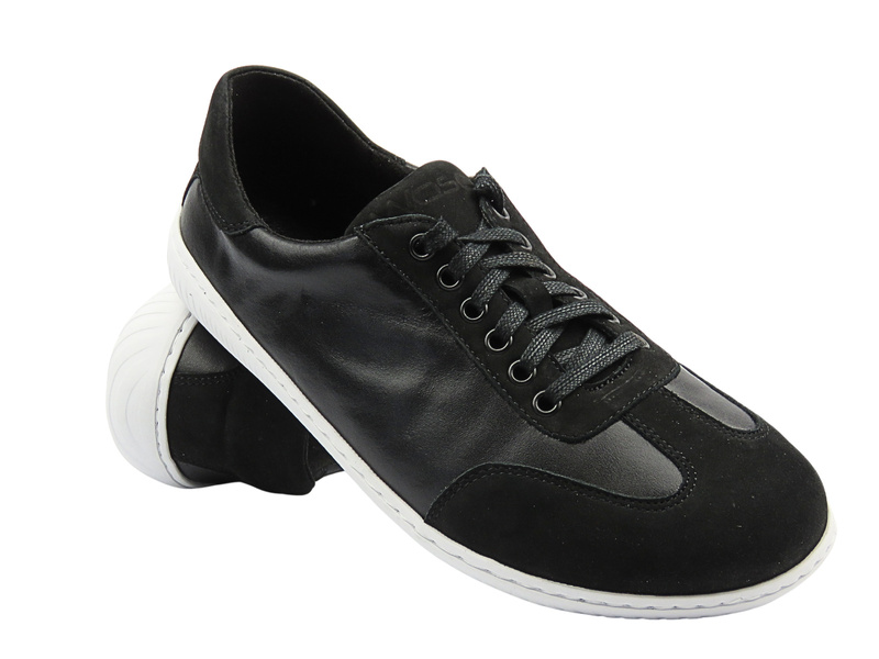 Barefoot kožené minimalistické pánské polobotky černé Wasak 0742