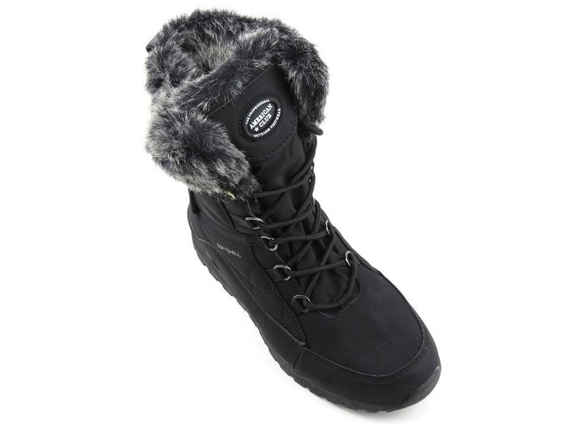 AMERICAN CLUB SN04 vysoké dámské sněhule černé barvy s šedým kožíškem