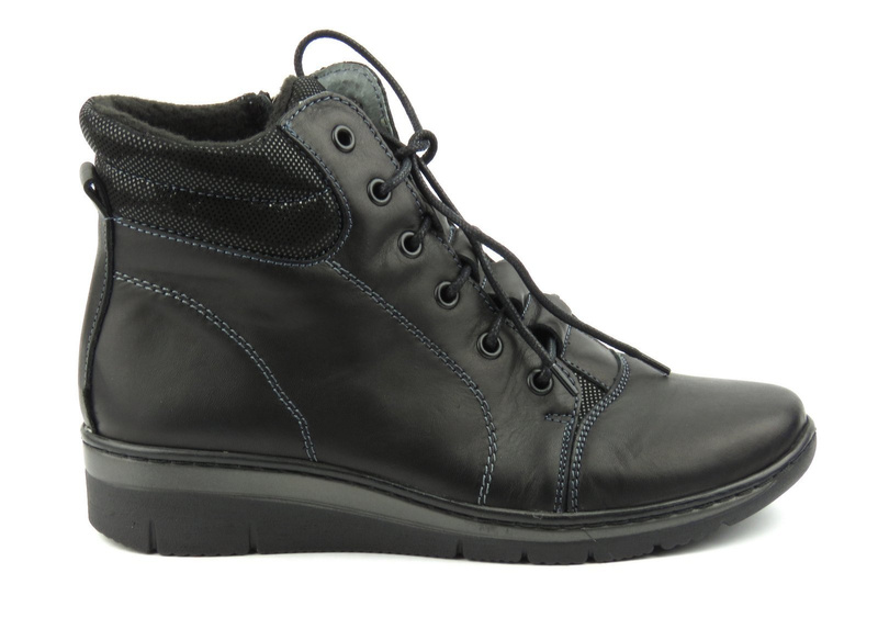 Kožené dámské kotníkové boty polské značky HELIOS KOMFORT 562 černé barvy