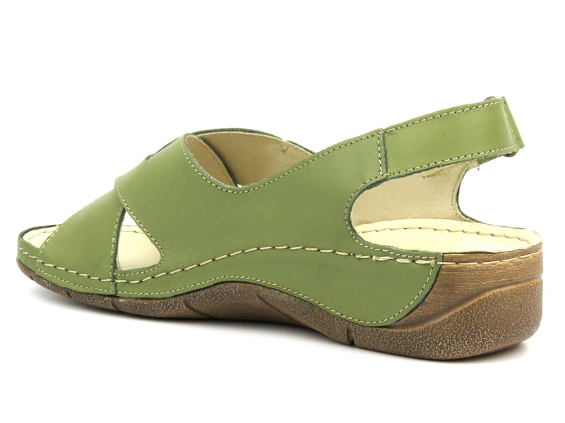 Dámské kožené sandály se zkříženými pásky - HELIOS Komfort 229-1, černé