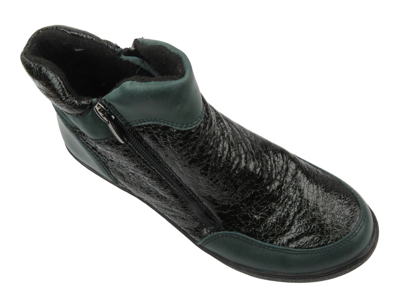 Dámské kožené kotníkové boty na zip - HELIOS Komfort 601, tmavě modrá