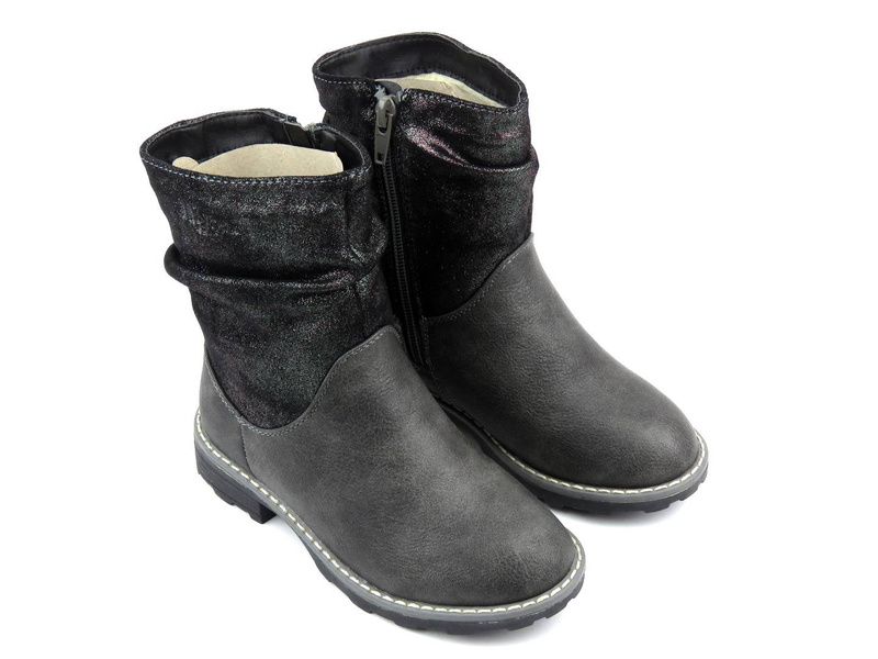 Zateplené dětské kozačky - WOJTYŁKO 20148, šedé