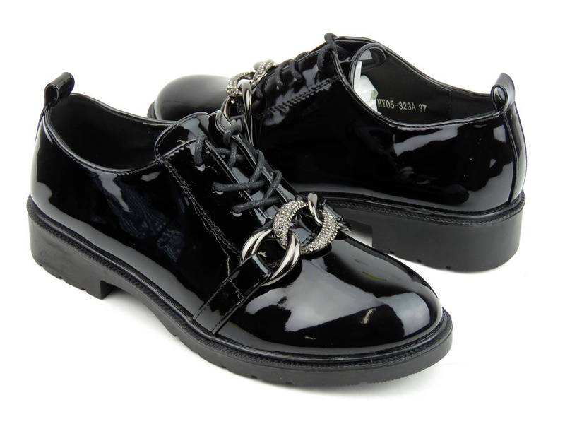 Dámské patentky s ozdobným řetízkem - S.BARSKI HY05-323A, černá