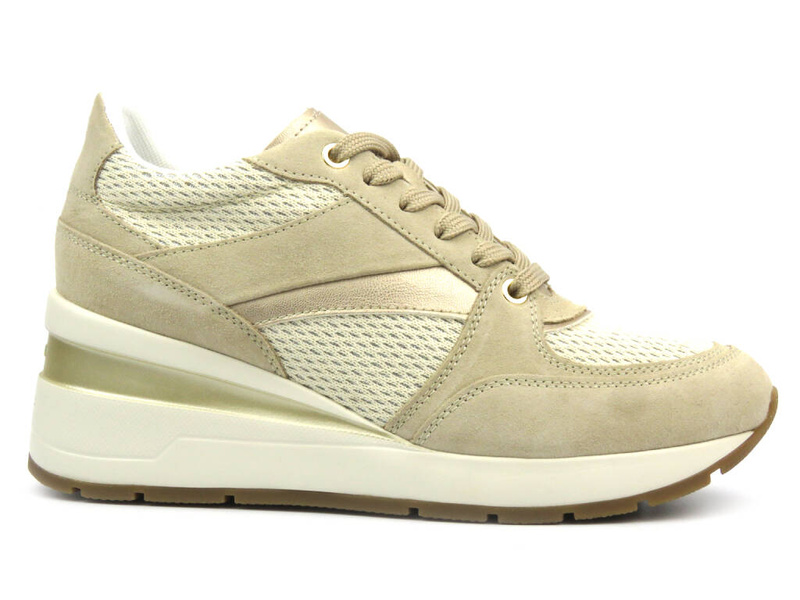 Dámské tenisky z přírodní kůže - GEOX Respira D368LA, béžová barva