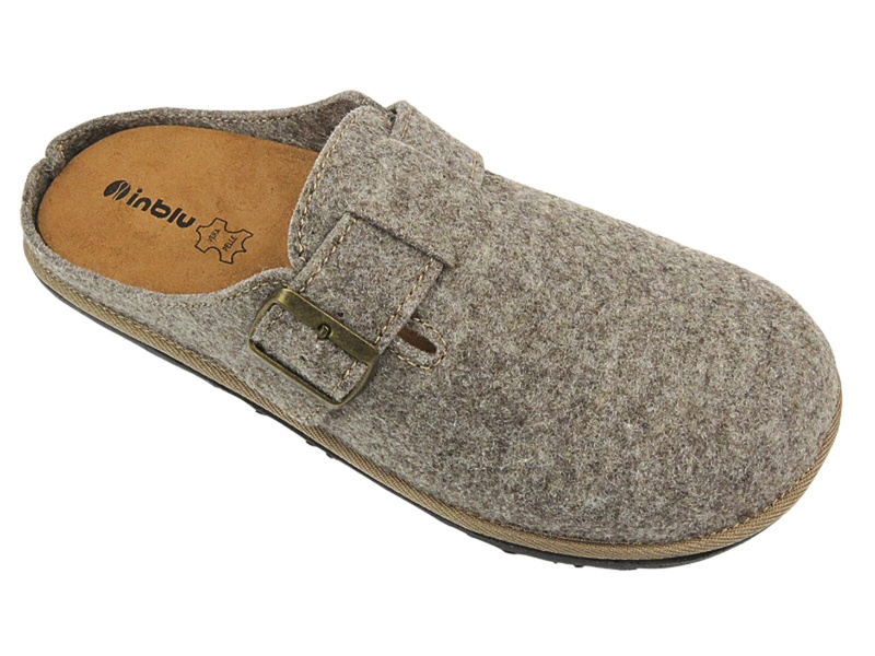 Pánské pantofle s koženou stélkou - INBLU 155M023, hnědé