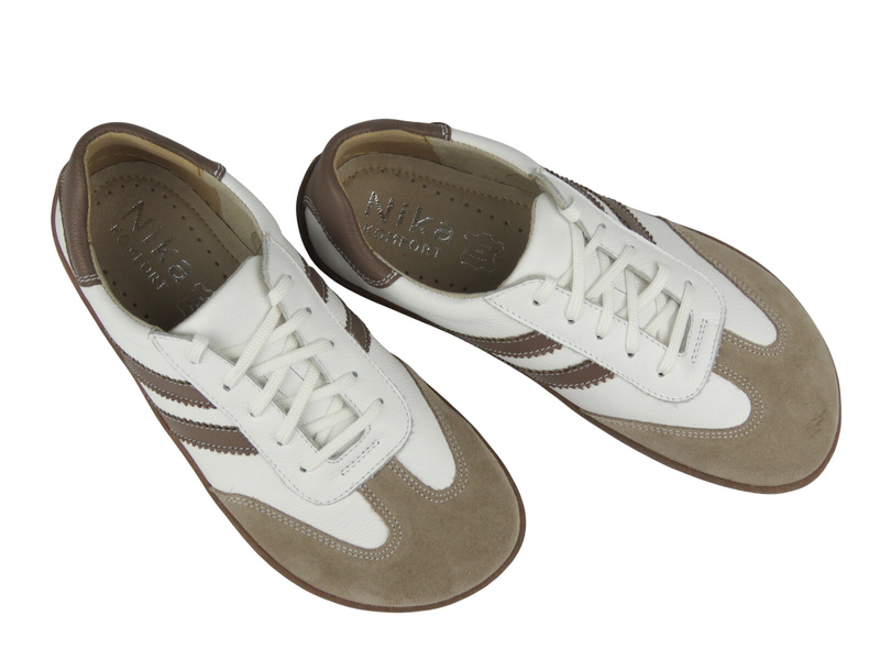 Barefoot kožené minimalistické dámské polobotky bílé Nika Komfort 1444