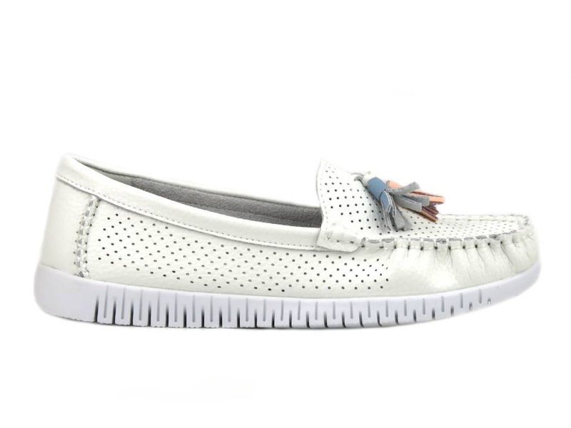 Dámské kožené mokasíny - Evento 23PB08-5372, bílé