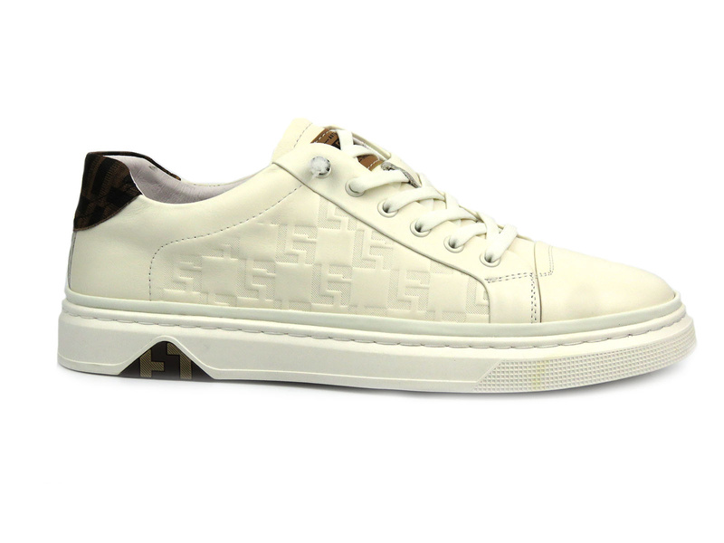 Skórzane sneakersy męskie - JOHN DOUBARE A921-1, czarne