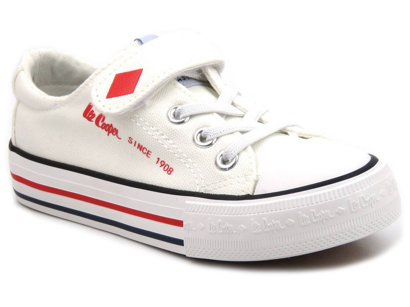 Dětské tenisky na suchý zip - LEE COOPER LCW-22-44-0804K, bílé