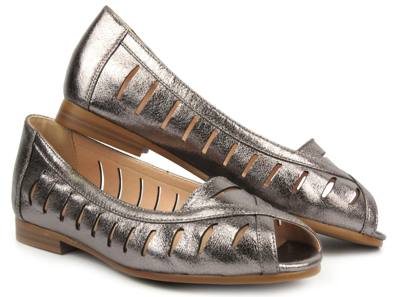 Dámská obuv s otevřenou špičkou - Potocki 24-12392, stříbrná