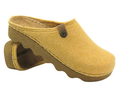 Dámské plstěné pantofle s korkovou podšívkou - Inblu DK-08 Yellow Slipped Slippers