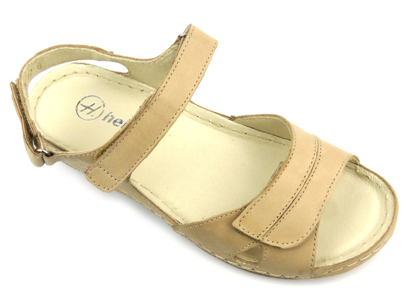 Pohodlné dámské kožené sandály - HELIOS Komfort 106, zlaté