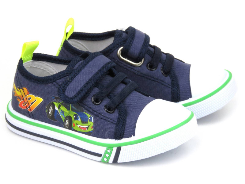 Dětské tenisky se závodním autem - American Club TEN 104/23, tmavě modrá