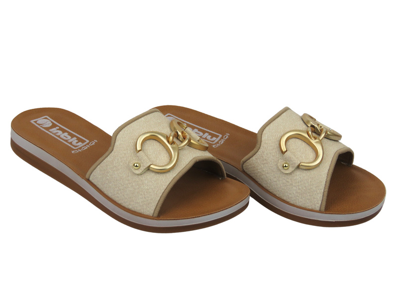 Dámské žabky se zlatým zdobením - INBLU ZO-09 béžová