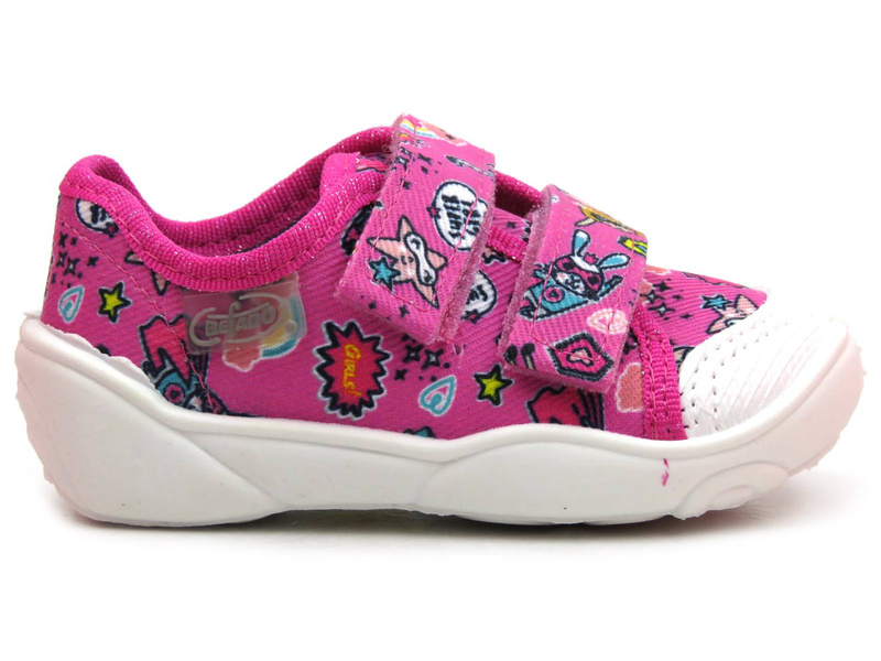 Pantofle, dětské boty na suchý zip - Befado 907P148, růžové s motivem superhrdinů