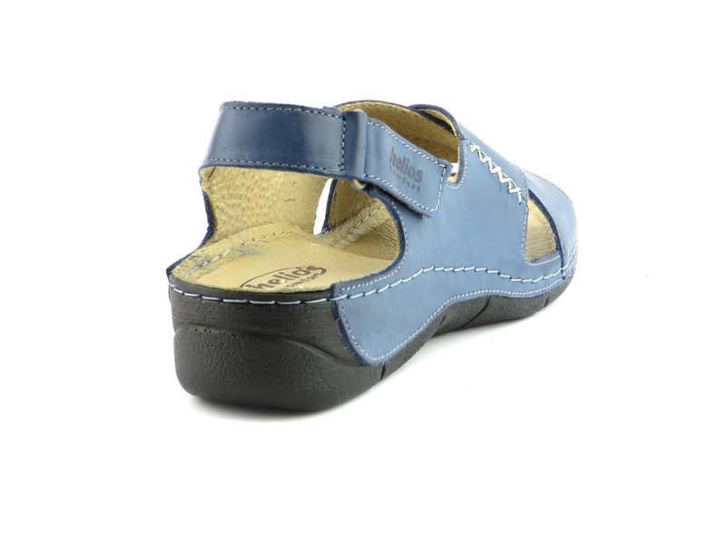 Dámské kožené sandály se světlou podrážkou - HELIOS Komfort 229-1, tmavě modrá