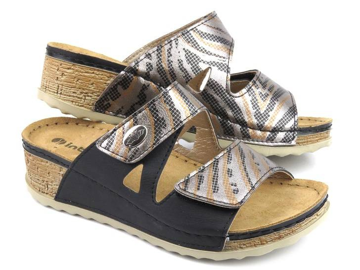 Dámské žabky s pásky na suchý zip - INBLU NV-02, černé