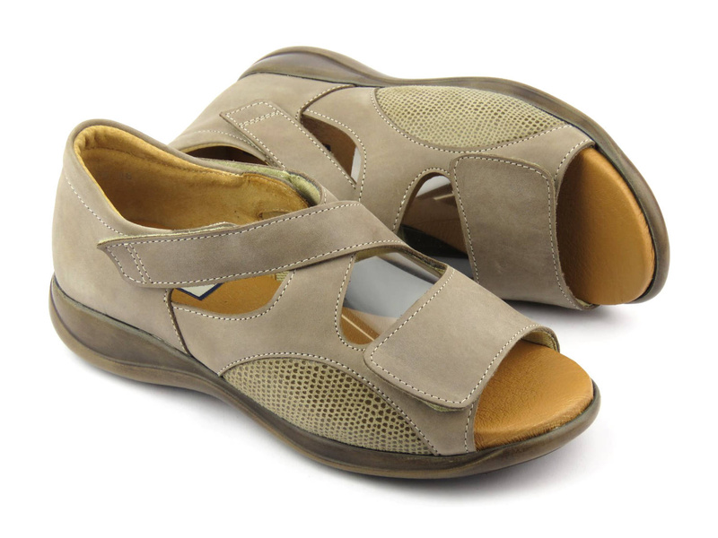 Pohodlné dámské sandály na nohy s vroubky - Axel 2466, béžové