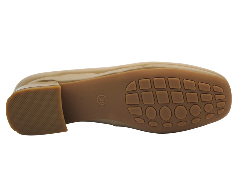 Kožené lodičky na podpatku – Ravini A958-2C, béžové