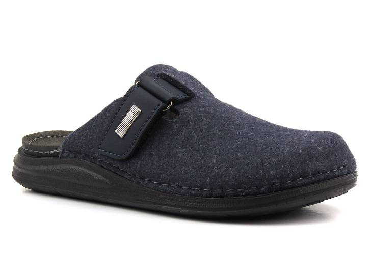 Pánské plstěné pantofle s koženou vsadkou - INBLU VE-02, tmavě modrá