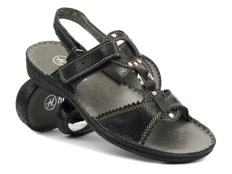 Dámské sandály z přírodní kůže - Helios 722, černé