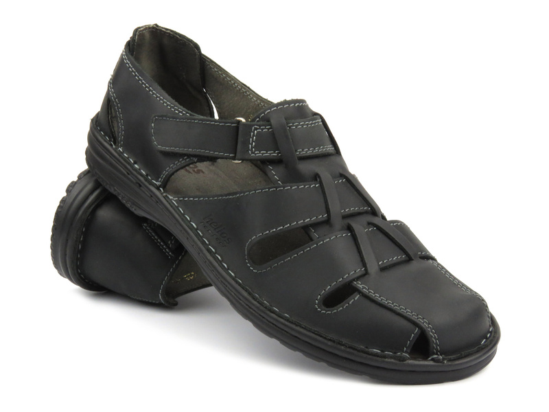Pánské kožené sandály polské výroby - Helios Komfort 825, černé