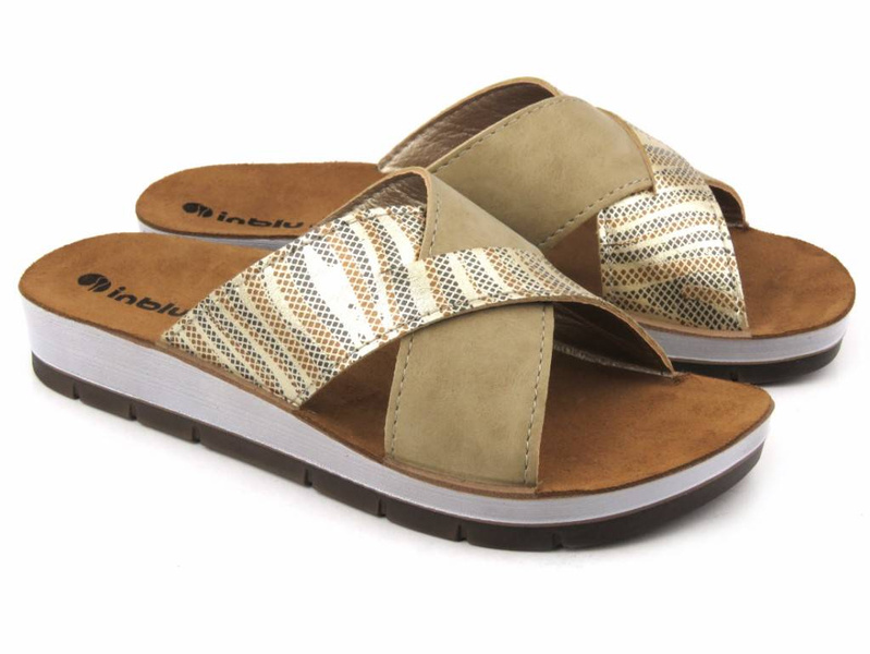 Dámské žabky se zkříženými ramínky - INBLU CP-38, pískové