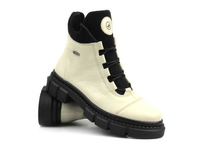 Pohodlné dámské kotníkové boty - HELIOS Komfort 556, ecru