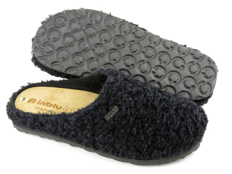 Dámské pantofle s koženou, vyjímatelnou stélkou - INBLU CS-33, černá