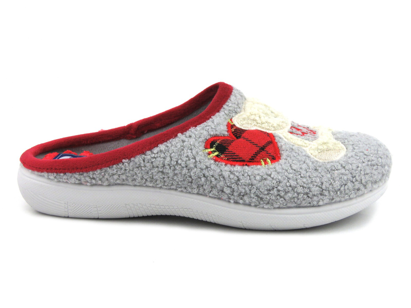 Teplé dámské pantofle, mládež - INBLU EC-95, šedé s medvídkem