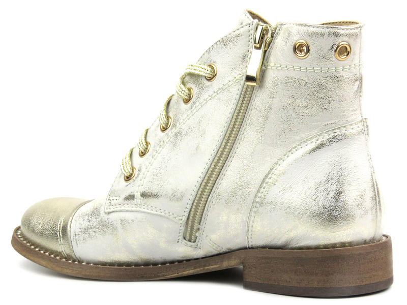 Dámské kožené kozačky - Eksbut 7F-6965-G45/672, zlaté