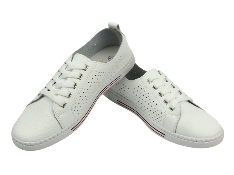 Kožené dámské polobotky – Nika Komfort H-607, bílé – šněrovací