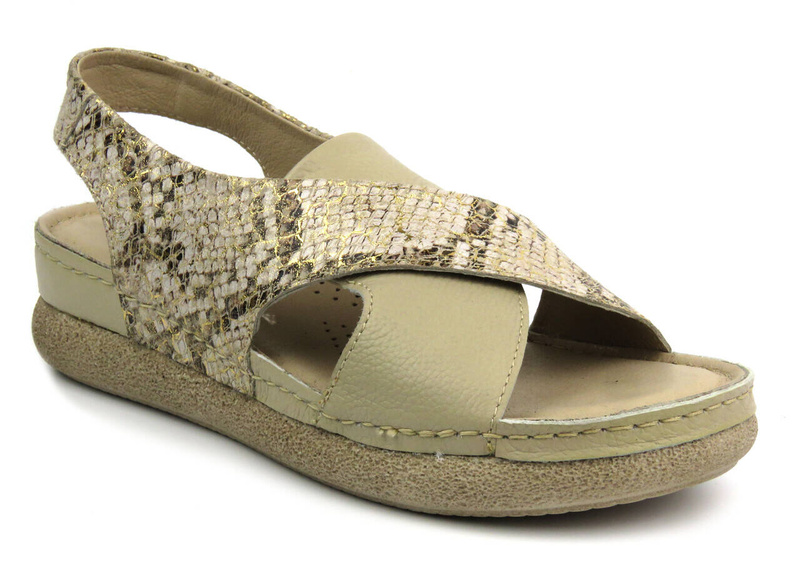 Wygodne sandały damskie polskiej produkcji - Helios Komfort 246, beżowe