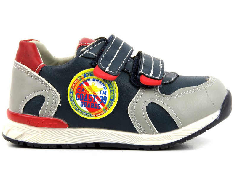 Dětské boty na suchý zip - AMERICAN CLUB 5318-03, šedá a tmavě modrá