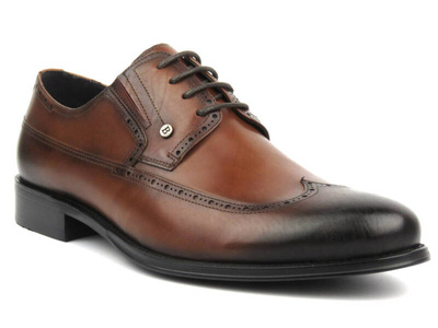 Elegantní pánská kožená polobotka - JOHN DOUBARE QA526-C7-N273, hnědá 