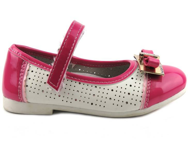 Dětské dívčí baleríny Badoxx 3SD-274-BL, bílé s růžovou