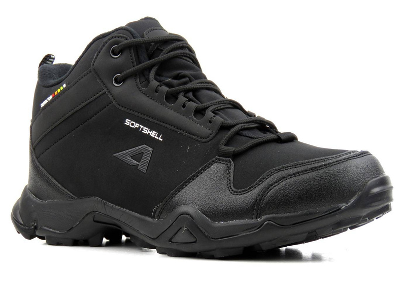 Pánské vysoké trekingové kalhoty z tkaniny SoftShell - AMERICAN CLUB WT63/21(22), černé