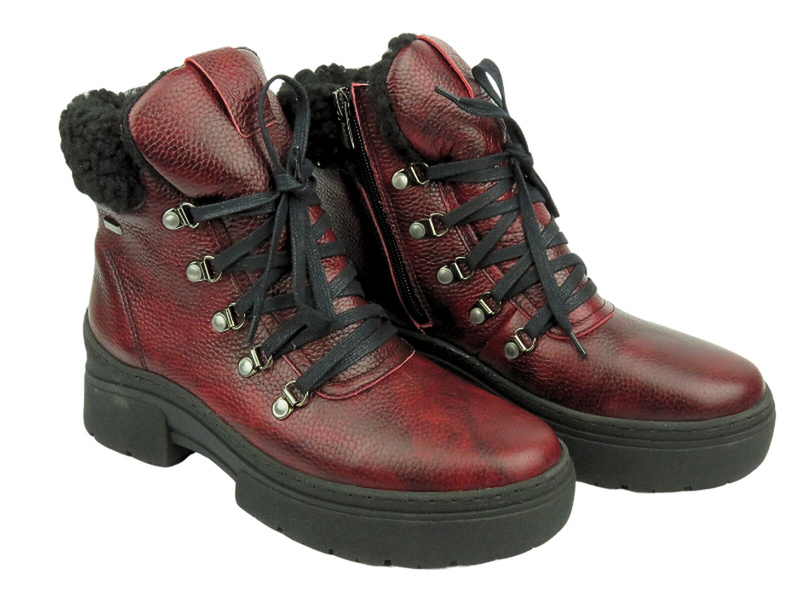 Pohodlné dámské kožené boty Helios Comfort 583, červená