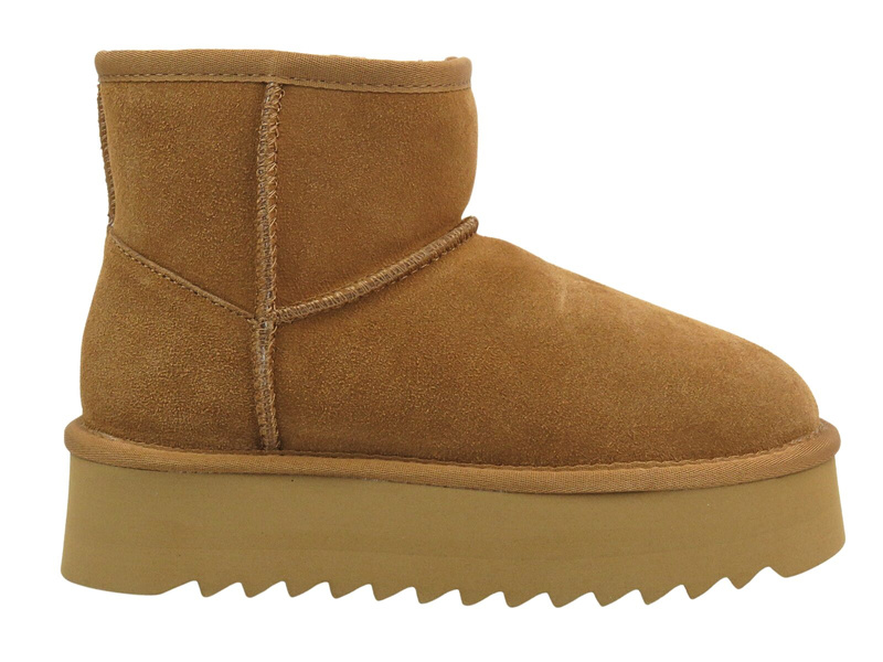 Dámské kožené sněhule na platformě Sokolski Z24-531 Camel Slip-on