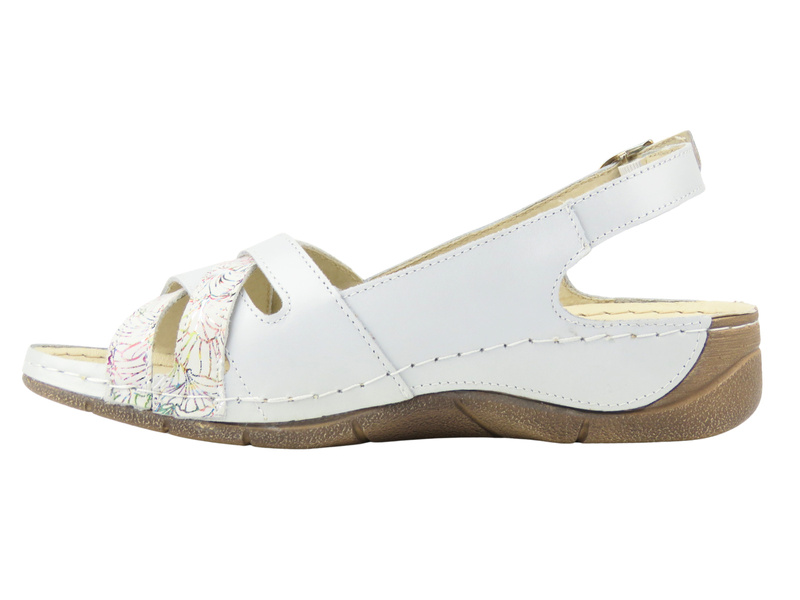Dámské kožené sandály Helios Comfort 134, stříbrné