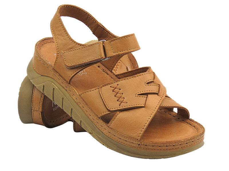 Dámské kožené sandály Nika Komfort H-173 hnědé